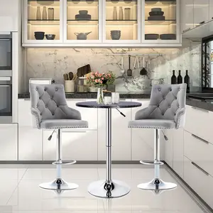 Montevallo Height Adjustable Swivel Bar Stool (Set of 2) Grey