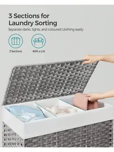 SONGMICS Laundry Basket With Lid, 160L, Rolling Laundry Hamper With Wheels