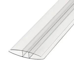 Pack of 2 - Clear 10mm H Section Joining Strip for Polycarbonate Roofing Sheets 2m