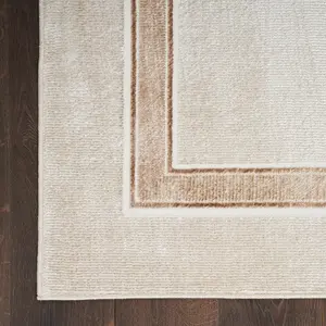 Ivory Cream Bordered-Plain Polyester Modern Soft  Bedroom, LivingRoom Rug - 239cm X 300cm