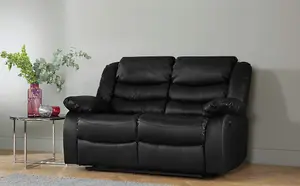 2 Seat Black Recliner Sofa Leather bonded Reclining Lazy boy Sofa Suite Sofas Chair D Pro T Homeware