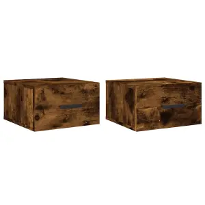 Berkfield Wall-mounted Bedside Cabinets 2 pcs Smoked Oak 35x35x20 cm