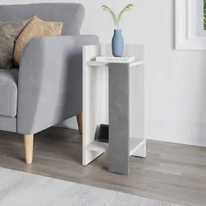 Lochlan Modern Compact Nightstand Bedside Table 25 x 27 x 60cm  Bedroom Furniture Ancient White / Left Orientation