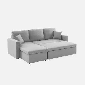 sweeek. 3-seater reversible corner sofa bed with storage Ida Light Grey 219x84x68 cm