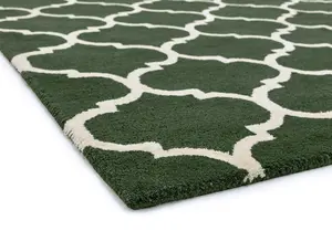 Ogee Green Geometric Handmade Luxurious Modern Easy to clean Rug for Dining Room Bed Room and Living Room-120cm X 170cm