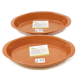 El Toro Glazed Terracotta Brown Kitchen Dining Oval Oven Dishes Set of 2 x 32cm