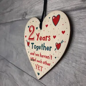 Funny Rude 2nd Anniversary Gift For Husband Wife Gift For Him Her Wooden Heart