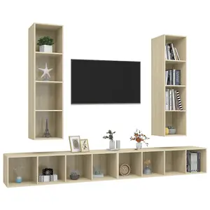 Berkfield Wall-mounted TV Cabinets 4 pcs Sonoma Oak Engineered Wood