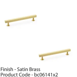 2 PACK - Straight Square Bar Pull Handle - Satin Brass 160mm Centres SOLID BRASS Drawer