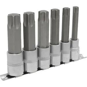 6-Piece TRX Star Socket Bit Set for 1/2" Drive - T55 to T100 - 100mm Length