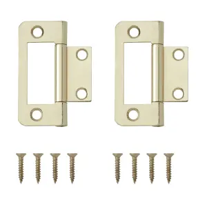 Brass-plated Metal Flush Door hinge N162 (L)50mm (W)50mm, Pack of 8