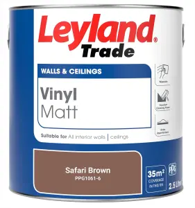 Leyland Trade Vinyl Matt Walls & Ceilings Emulsion Paint Safari Brown (PPG1061-6) 2.5L