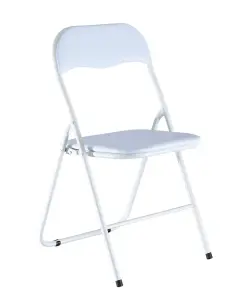 URBNLIVING 79cm Height 6 Pcs Folding Lightweight Portable Metal Frame White PVC Chair Set