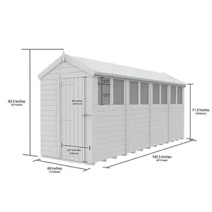 DIY Sheds 5x16 Apex Shed - Single Door Without Windows