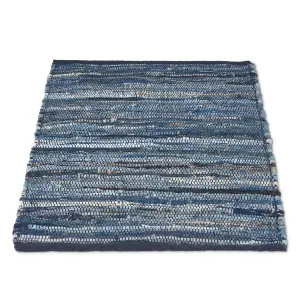 Chindi Handwoven Denim Recycled Rag Rug - 60 x 90cm