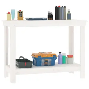 Berkfield Work Bench White 110x50x80 cm Solid Wood Pine