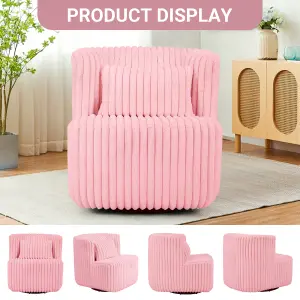 360 Degrees  Fleece Swivel Accent Chair Pink