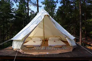 Latourreg Luxury Cotton Canvas Bell Tent for Family Camping Outdoor Glamping Retreat Yurt Diameter 4M Available