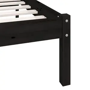 Berkfield Bed Frame Black Solid Pinewood 100x200 cm