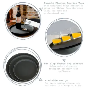 Argon Tableware - Round Non-Slip Serving Tray - 35cm - Black