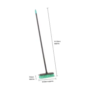 JVL Lightweight Indoor Angled Soft Bristle Sweeping Brush Broom,  Teal