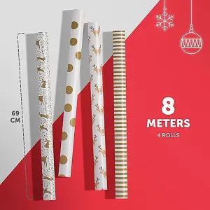 Kraft & Co 4 Pack 69cm x 8M of Gift Christmas Wrapping Paper