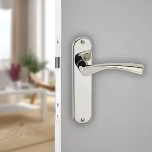 URBNLIVING 184mm Length 8 Pcs Lyon Metal & Polished Nickel Lever Latch Door Plain Handles Set