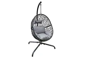 Rattan Hanging Egg Chair - Grey