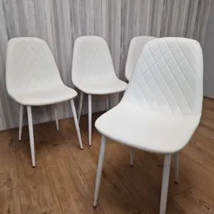 4 Dining Chairs white Chairs Stitched Leather Chairs, Living  Kitchen Room Chairs