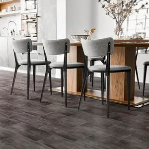 Black Stone Effect Modern Anti-Slip Vinyl Flooring For Kitchen, & Bathroom, 2.8mm Thick Vinyl Sheet-6m(19'8") X 4m(13'1")-24m²