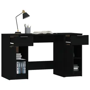 Berkfield Desk with Side Cabinet Black Engineered Wood