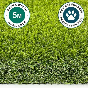 PET LUXURY 38mm ARTIFICIAL GRASS - 4M X 25M - Natural and Realistic Looking Fake Astro Lawn Turf