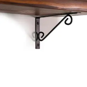 Wooden Rustic Shelf with Bracket WOP Black 220mm 9 inches Walnut Length of 180cm