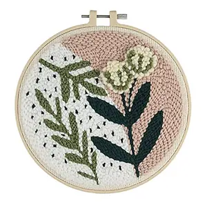 Punch Needle Kit: Yarn and Hoop: Foliage Floral