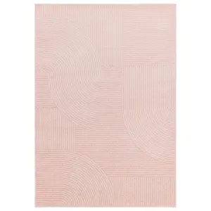 Pink Geometric Easy to Clean Abstarct Rug For DiningRoom-120cm X 170cm