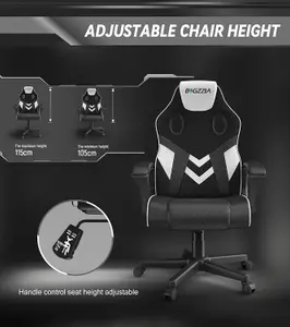 Ergonomic Gaming Chair,PU Leather Computer Chair for PC Office Gamer(Black and White)