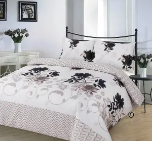 Bethany Floral Print Quilt Reversible Duvet Cover Set With Matching Pillow Cases