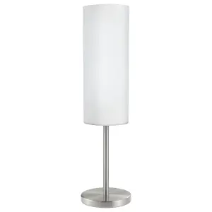 Table Lamp Colour Satin Nickel Shade White Painted Satin Glass Bulb E27 1x60W