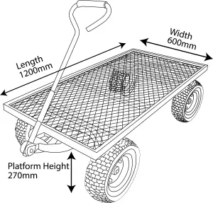 Workhorse Trucks General Purpose Heavy-Duty Platform Truck With A Mesh Base, Puncture-Proof Wheels, Loop Handle, 450kg Capacity