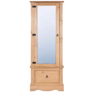 Core Products Premium Corona armoire with mirrored door and drawer, antique waxed pine