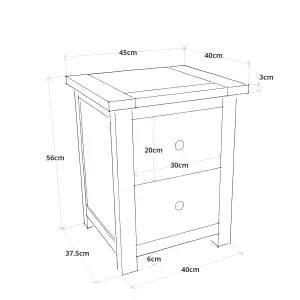 Maggiori 2 Drawer Bedside Table Wood Knob