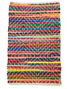 KADAM Geometric Rainbow Rug Multicolour and Reversible / 60 cm x 90 cm