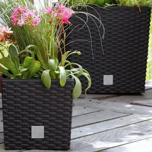 Plant Flower Pot Square Rattan Planter Inner Pot  Garden Patio Home Large Brown 3L