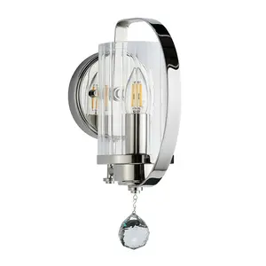 Wall Light Sconce Highly Polished Nickel Finish Plated LED E14 60W Bulb