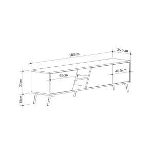 Decortie Fiona Modern TV Unit Multimedia Cabinet with Storage Doors 75" Oak Retro Grey 180cm