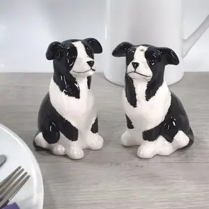 Border Collie novelty Salt and Pepper ceramic shaker set Dog lover gift box