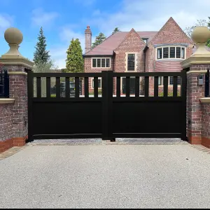 Aluminium Double Swing Driveway Gate 3500X1800mm Black