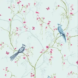 Superfresco Easy Songbird Tree & Butterfly Duck Egg Blue Wallpaper