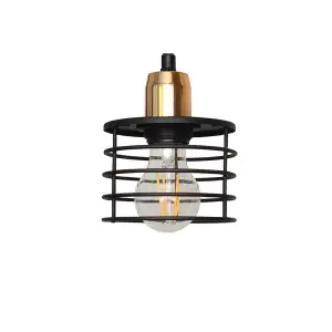 Luminosa Edison Multi Arm Semi Flush Ceiling Light Black, Copper 65cm