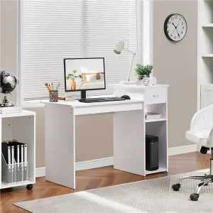 Yaheetech White Computer Desk with Drawer & Shelves